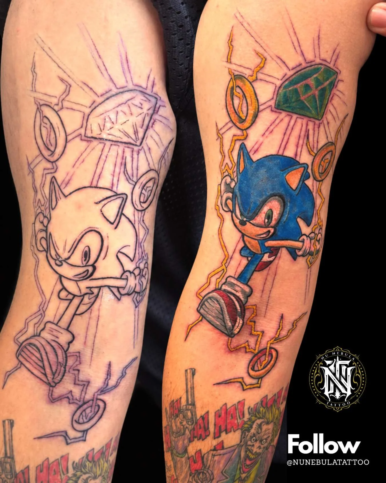 Video game themed full colour sleeve, tattooed at Nu Nebula Tattoo